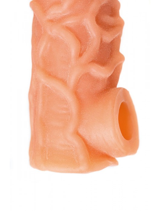 Телесная закрытая насадка с венками Cock Sleeve Size S - 13,8 см. - KOKOS - в Рубцовске купить с доставкой