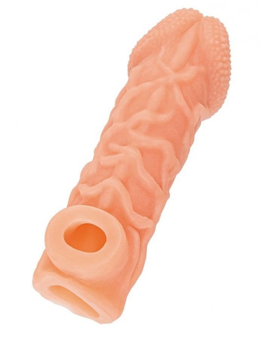 Телесная закрытая насадка с венками Cock Sleeve Size S - 13,8 см. - KOKOS - в Рубцовске купить с доставкой