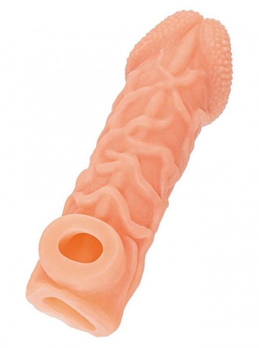 Телесная закрытая насадка с венками Cock Sleeve Size L - 17,6 см. - KOKOS - в Рубцовске купить с доставкой