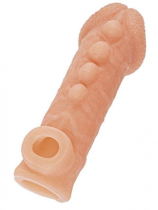 Телесная закрытая насадка с шишечками Cock Sleeve Size S - 13,8 см. - KOKOS - в Рубцовске купить с доставкой