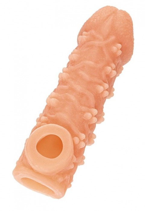 Телесная закрытая насадка с пучками шишечек Cock Sleeve Size M - 15,6 см. - KOKOS - в Рубцовске купить с доставкой