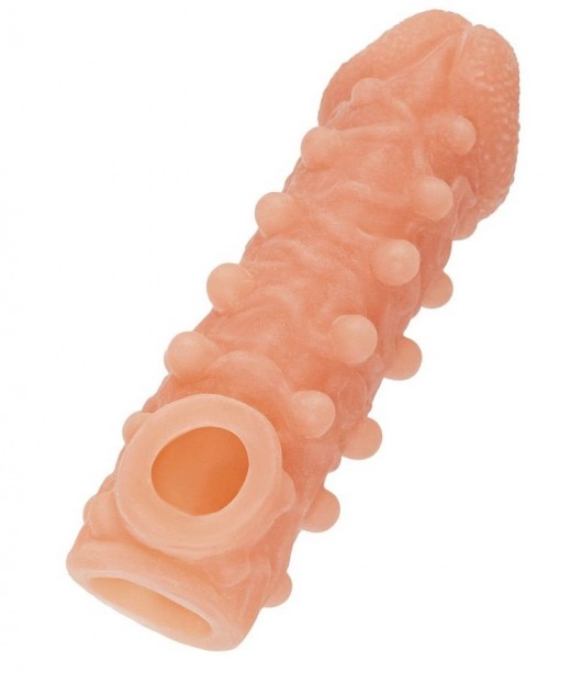 Телесная закрытая насадка с шариками Cock Sleeve Size L - 17,6 см. - KOKOS - в Рубцовске купить с доставкой