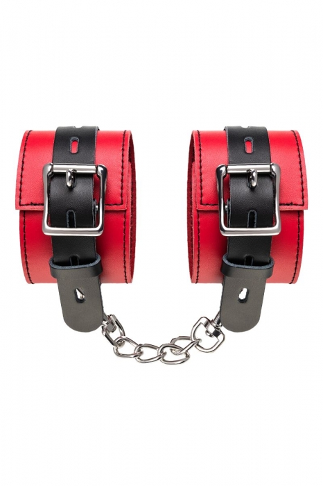 Красно-черные оковы на ноги из кожи - ToyFa - купить с доставкой в Рубцовске