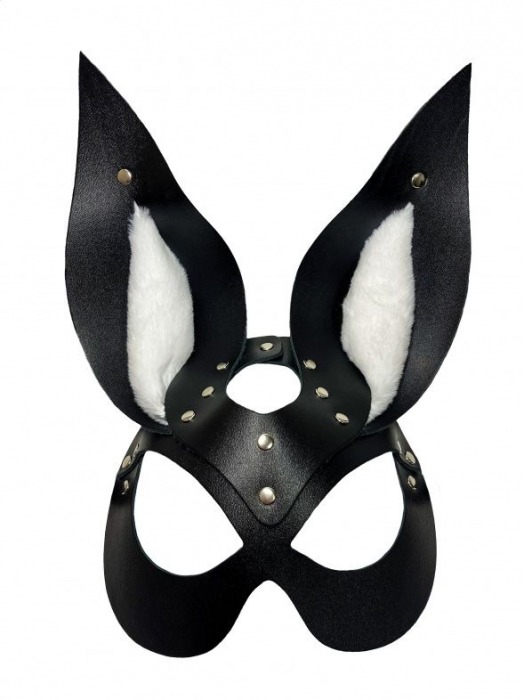 Черная маска зайки с белым мехом на ушках Miss Bunny - БДСМ Арсенал - купить с доставкой в Рубцовске