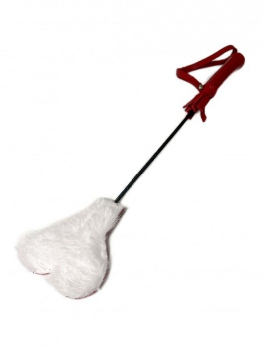 Красно-белый кожаный мини-стек - 36 см. - БДСМ Арсенал - купить с доставкой в Рубцовске