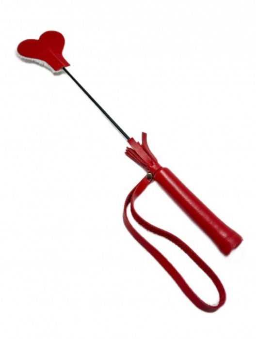 Красно-белый кожаный мини-стек - 36 см. - БДСМ Арсенал - купить с доставкой в Рубцовске