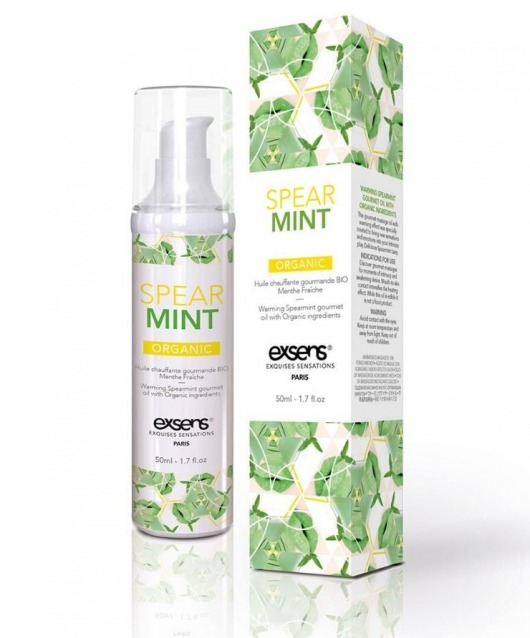 Разогревающее массажное масло Gourmet Spearmint Organic с органическими ингредиентами - 50 мл. - Exsens - купить с доставкой в Рубцовске