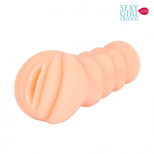 Телесный мастурбатор-вагина с комплектом эрекционных колец - Bior toys - в Рубцовске купить с доставкой