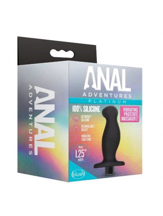 Черный анальный вибромассажёр Silicone Vibrating Prostate Massager 02 - 10,8 см. - Blush Novelties - в Рубцовске купить с доставкой