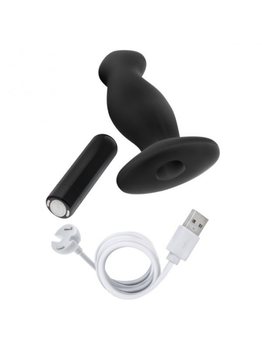 Черный анальный вибромассажёр Silicone Vibrating Prostate Massager 02 - 10,8 см. - Blush Novelties - в Рубцовске купить с доставкой