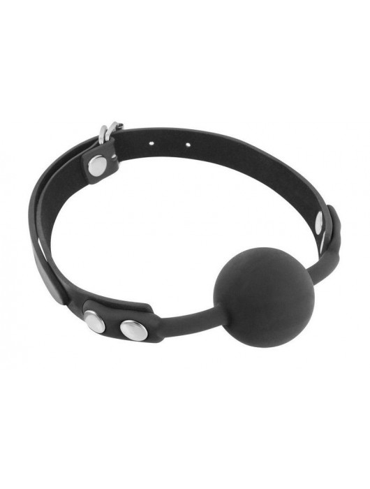 Черный силиконовый кляп-шарик на ремешках - Fetish Tentation - купить с доставкой в Рубцовске