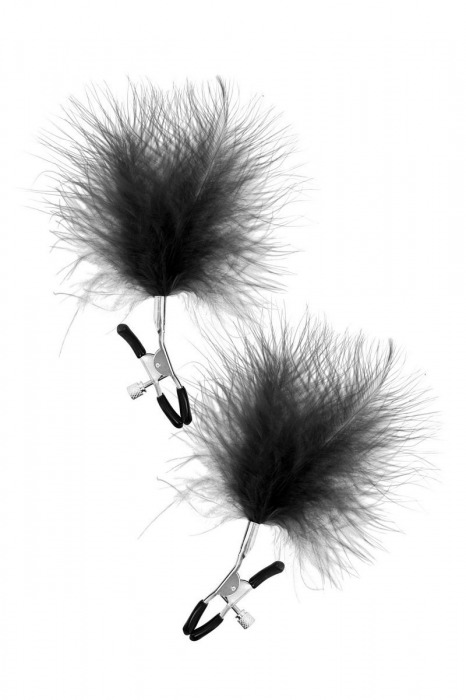 Зажимы на соски с черными пуховыми кисточками Sweet Caress Feather Nipple Clumps - Sweet Caress - купить с доставкой в Рубцовске