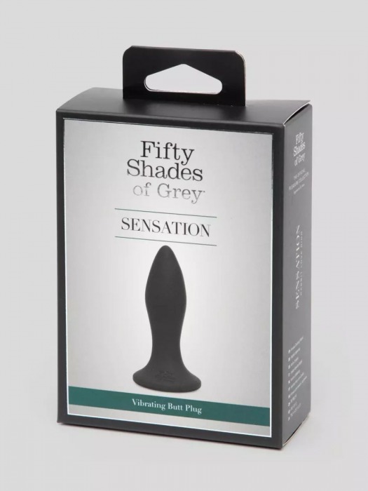 Черная анальная вибропробка Sensation Rechargeable Vibrating Butt Plug - 8,9 см. - Fifty Shades of Grey