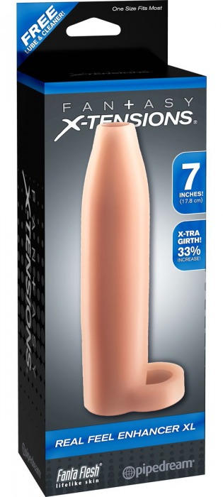 Телесная насадка Real Feel Enhancer XL - 17 см. - Pipedream - в Рубцовске купить с доставкой