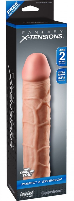 Телесная насадка Fantasy X-tensions Perfect 2  Extension - 20,3 см. - Pipedream - в Рубцовске купить с доставкой