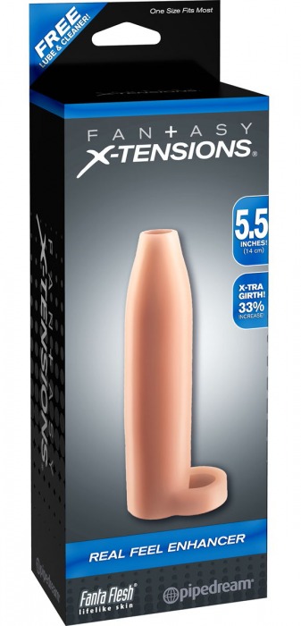 Насадка-расширитель с кольцом для подхвата мошонки Real Feel Enhancer - 14 см. - Pipedream - в Рубцовске купить с доставкой