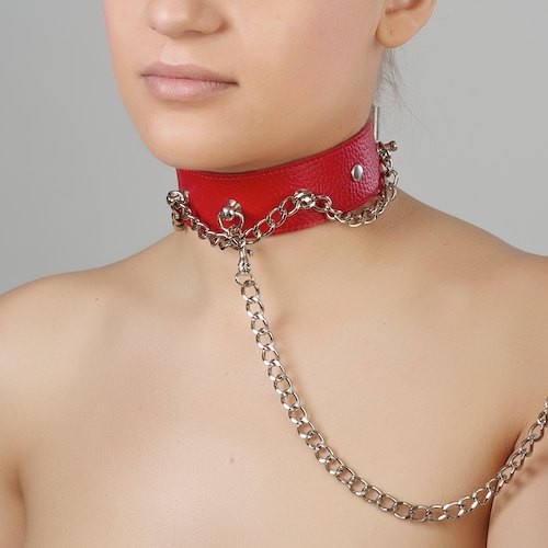 Красный ошейник из натуральной кожи - Sitabella - купить с доставкой в Рубцовске