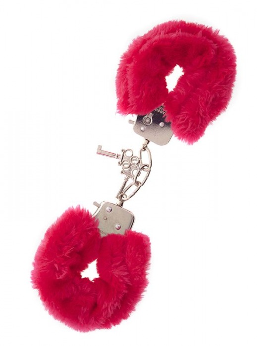 Металлические наручники с красной меховой опушкой METAL HANDCUFF WITH PLUSH RED - Dream Toys - купить с доставкой в Рубцовске