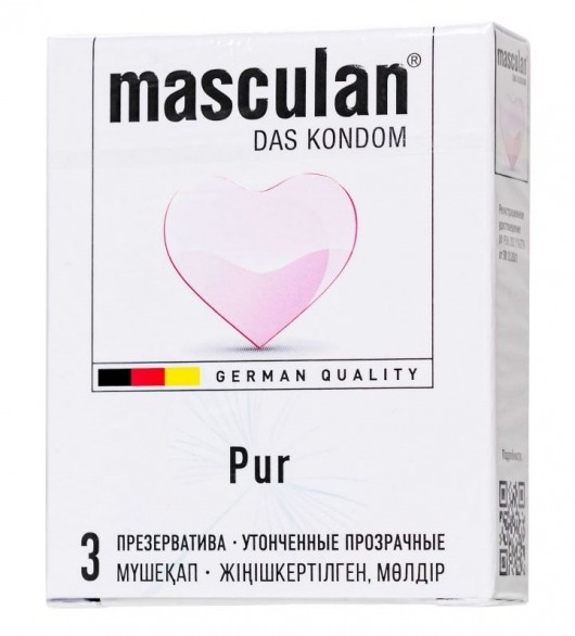 Супертонкие презервативы Masculan Pur - 3 шт. - Masculan - купить с доставкой в Рубцовске