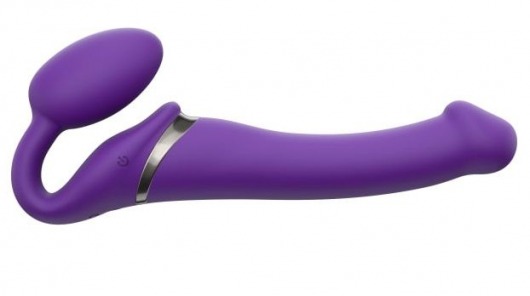 Фиолетовый безремневой вибрострапон Vibrating Bendable Strap-On - size L - Strap-on-me - купить с доставкой в Рубцовске