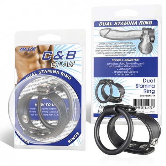 Двойное кольцо выносливости на пенис DUAL STAMINA RING - BlueLine - в Рубцовске купить с доставкой