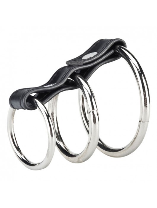 Хомут на пенис из трех металлических колец 3 RING GATES OF HELL - BlueLine - в Рубцовске купить с доставкой