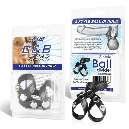 Разделитель мошонки из искусственной кожи на клепках 8 STYLE BALL DIVIDER - BlueLine - купить с доставкой в Рубцовске