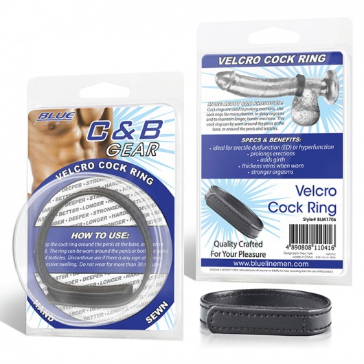 Кольцо на пенис из искусственной кожи на липучке VELCRO COCK RING - 5 см. - BlueLine - в Рубцовске купить с доставкой