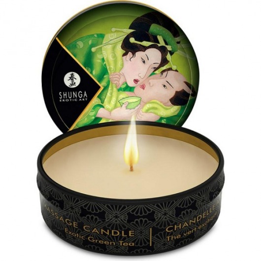 Массажная свеча Exotic Green Tea с ароматом зелёного чая - 30 мл. - Shunga - купить с доставкой в Рубцовске