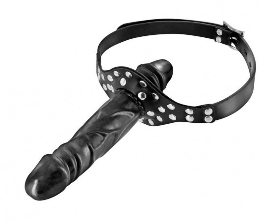 Черный кляп-фаллоимитатор Double Penis Gag - Fetish Tentation - купить с доставкой в Рубцовске
