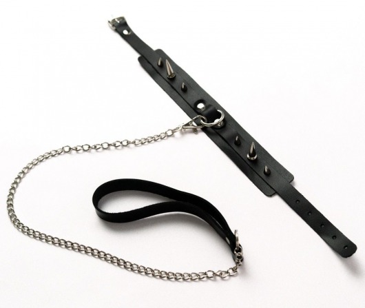 Черный ошейник с шипами и поводком - Crazy Handmade - купить с доставкой в Рубцовске
