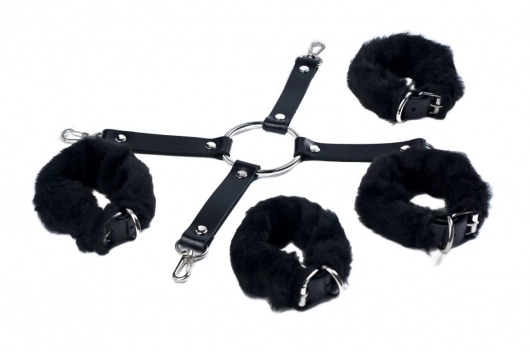 Черный набор для фиксации со съемными меховыми опушками - Лунный свет - купить с доставкой в Рубцовске