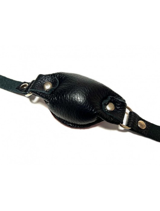 Красно-черный кожаный кляп на ремешках с пряжкой - БДСМ Арсенал - купить с доставкой в Рубцовске