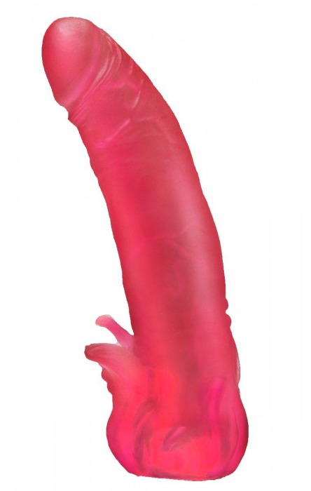 Розовая насадка для страпона с клиторальными лепестками - 18,5 см. - LOVETOY (А-Полимер) - купить с доставкой в Рубцовске