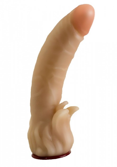Телесная гелевая насадка-фаллос с клиторальными лепестками - 18,5 см. - LOVETOY (А-Полимер) - купить с доставкой в Рубцовске
