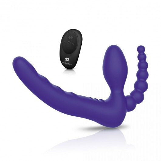 Фиолетовый безремневой страпон с пультом ДУ 7’’ Remote Control Strapless - 24 см. - Pegasus - купить с доставкой в Рубцовске