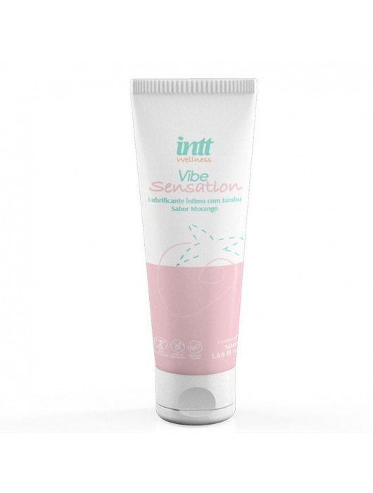 Лубрикант на водной основе Vibe Sensation с клубничным вкусом и легким вибрирующим эффектом - 50 гр. - INTT - купить с доставкой в Рубцовске