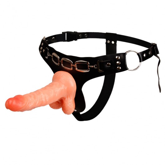 Реалистичный страпон на трусиках с заклепками - 15,7 см. - Baile - купить с доставкой в Рубцовске