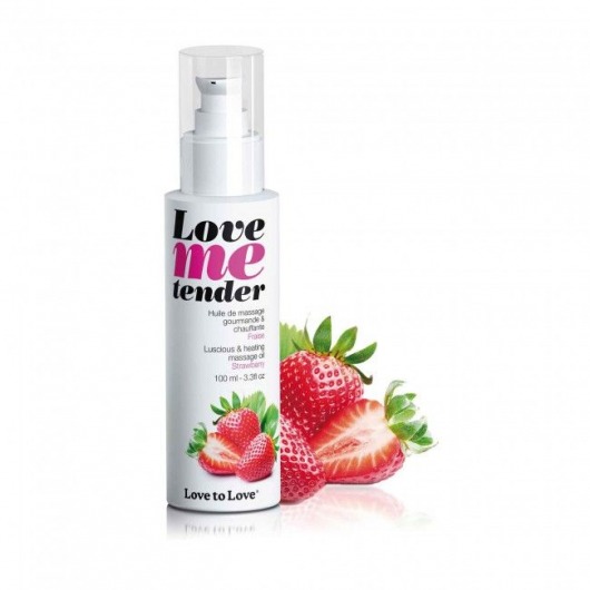 Съедобное согревающее массажное масло Love Me Tender Strawberry с ароматом клубники - 100 мл. - Love to Love - купить с доставкой в Рубцовске