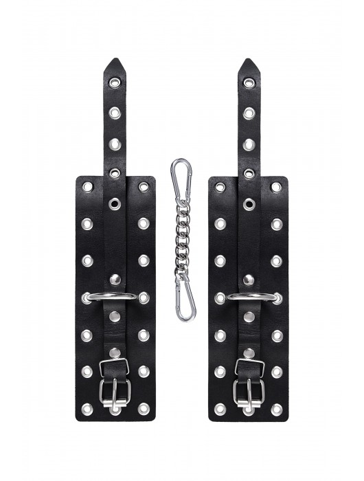 Черные кожаные однослойные наручники с люверсами - Pecado - купить с доставкой в Рубцовске