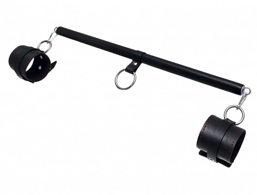 Черная распорка для ног с кожаными манжетами - Pecado - купить с доставкой в Рубцовске