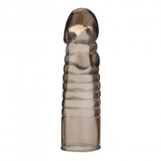 Дымчатая насадка-удлинитель Ribbed Realistic Penis Enhancing Sleeve Extension - 15,2 см. - BlueLine - в Рубцовске купить с доставкой