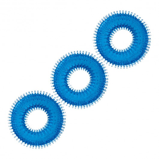 Комплект из трех голубых колец для эрекции 3-Pack Ultra-Stim Stretch Cock Rings - BlueLine - в Рубцовске купить с доставкой