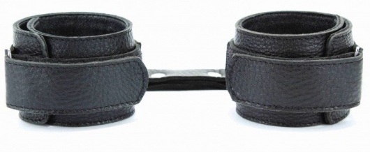 Черные кожаные оковы на липучке - БДСМ Арсенал - купить с доставкой в Рубцовске