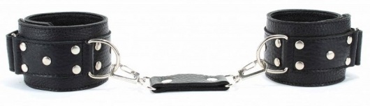 Черные кожаные оковы на липучке - БДСМ Арсенал - купить с доставкой в Рубцовске