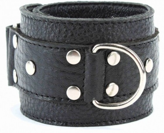 Черные кожаные оковы на липучке - БДСМ Арсенал - купить с доставкой в Рубцовске