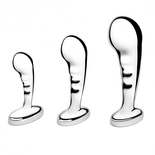 Набор из 3 стальных стимуляторов простаты Stainless Steel P-spot Training Set - b-Vibe - в Рубцовске купить с доставкой