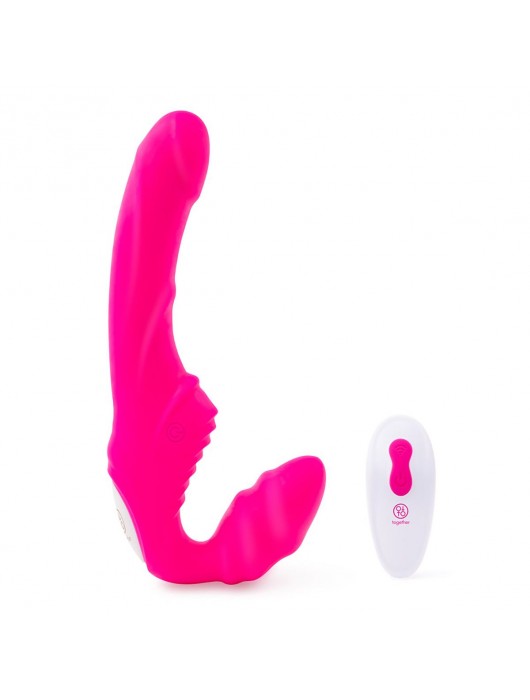 Розовый безремневой страпон на радиоуправлении Strapless Together - 22 см. - Together Toy - купить с доставкой в Рубцовске