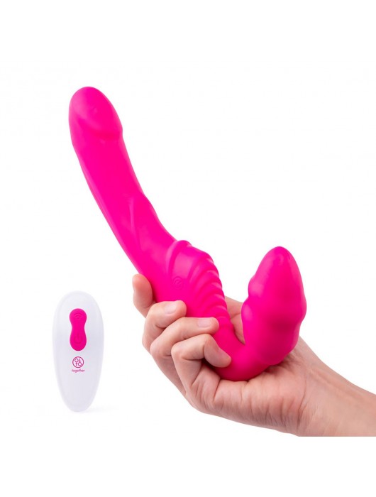 Розовый безремневой страпон на радиоуправлении Strapless Together - 22 см. - Together Toy - купить с доставкой в Рубцовске