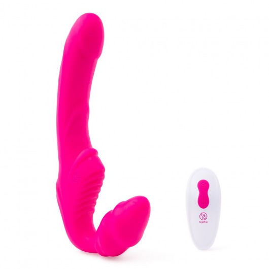 Розовый безремневой страпон на радиоуправлении Strapless Together - 22 см. - Together Toy - купить с доставкой в Рубцовске